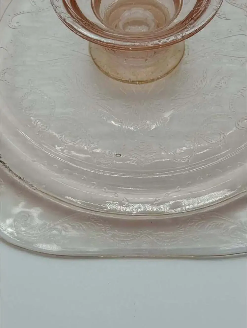 Vintage Indiana Glass Recollection Pink Madrid Footed Cake Plate Cake Stand